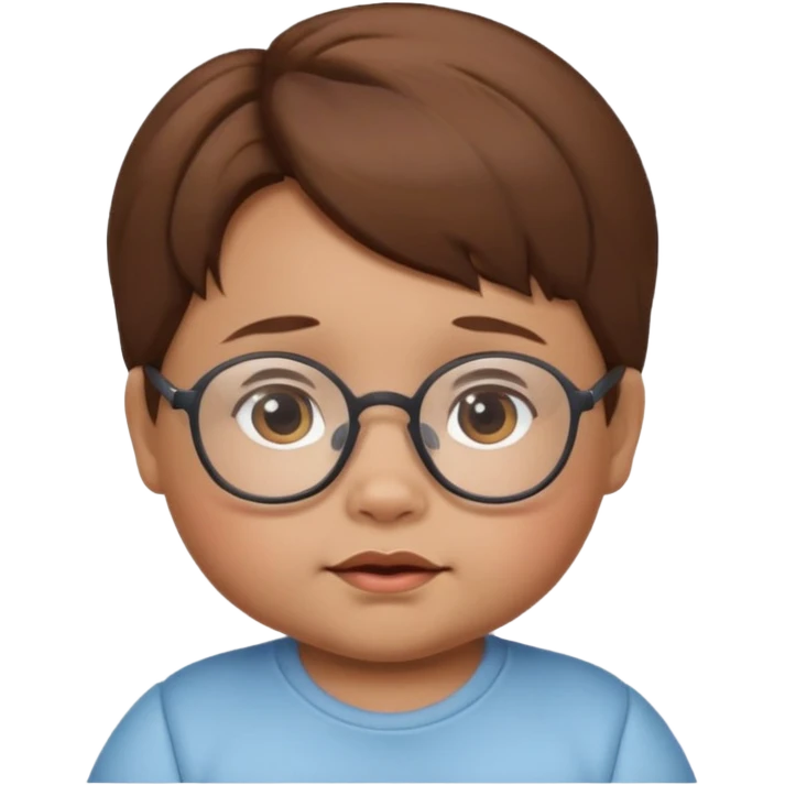Fat baby with glasses and brown hair emoji