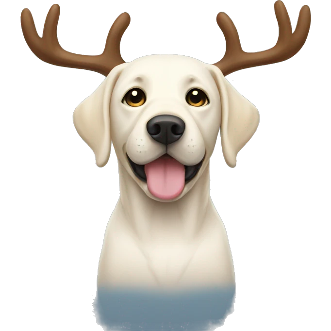 White Labrador wearing antlers dark blue emoji