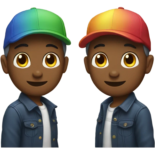 Gay couple wearing caps emoji