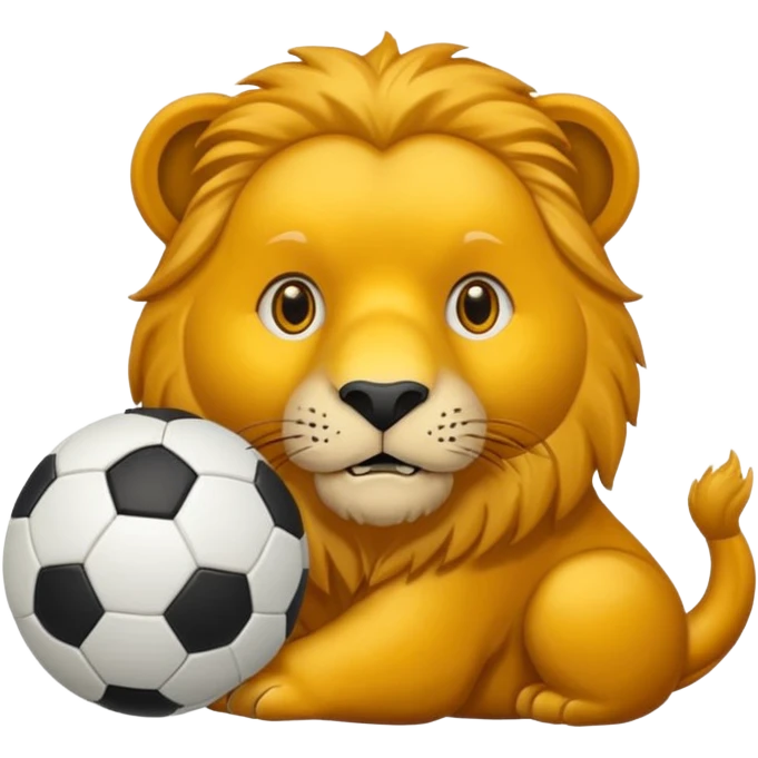 Ein Löwe mit einem fußball emoji