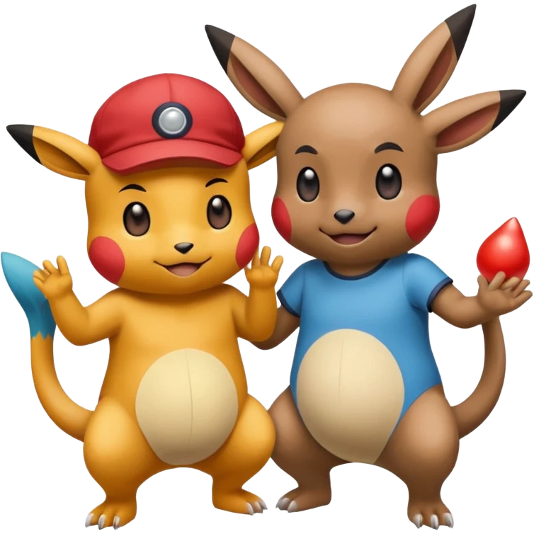 2 friendly pokemans one helping the other get up  emoji