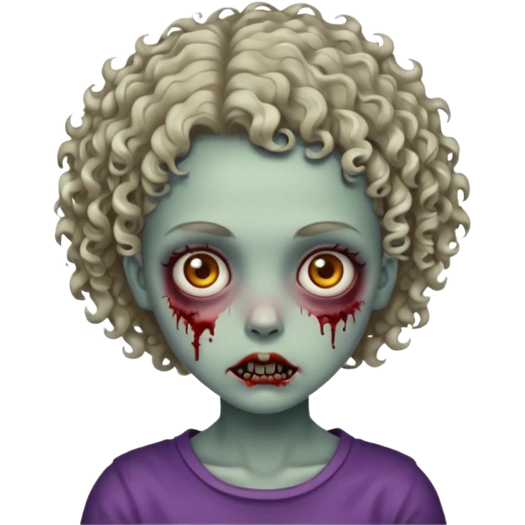 A zombie girl with very short curly hair emoji