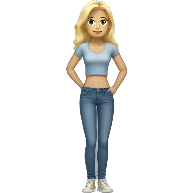 blonde girl indoors in jeans no body emoji