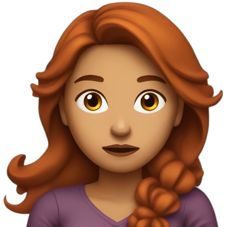 Angry latina woman, with long auburn hair,  with arms crossed over chest. emoji