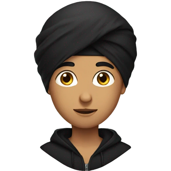 Sardar boy with black turban and wearing black hoodie  emoji