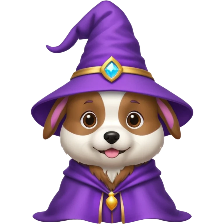 cute dog wizard with a purple wizard hat emoji
