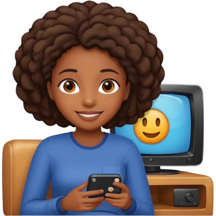 black girl watching tv  emoji