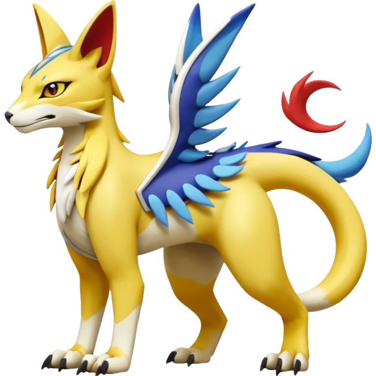 Latias-Vernid-Lombax-Koraidon-Renamon-Zeraora-Bastet-Fakémon-Digimon-hybrid-fusion-creature, full body emoji