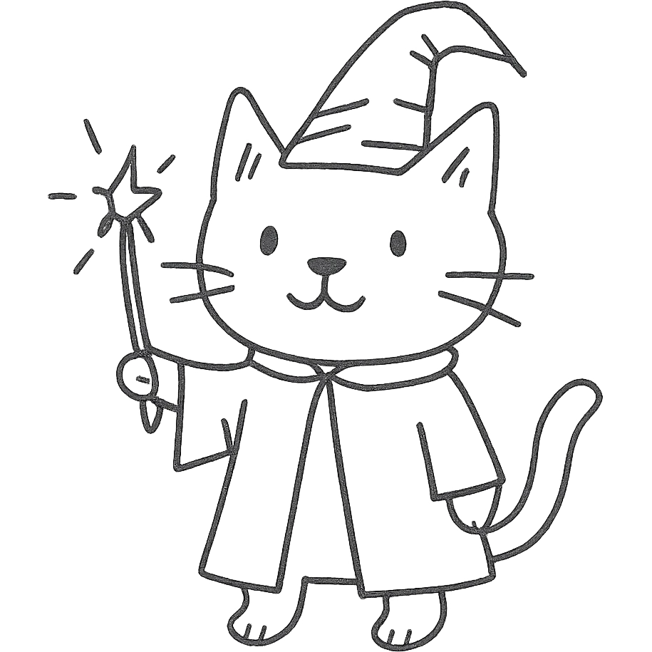 cat wizard holding a wand emoji