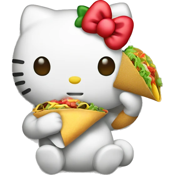 hello kitty eating a taco emoji