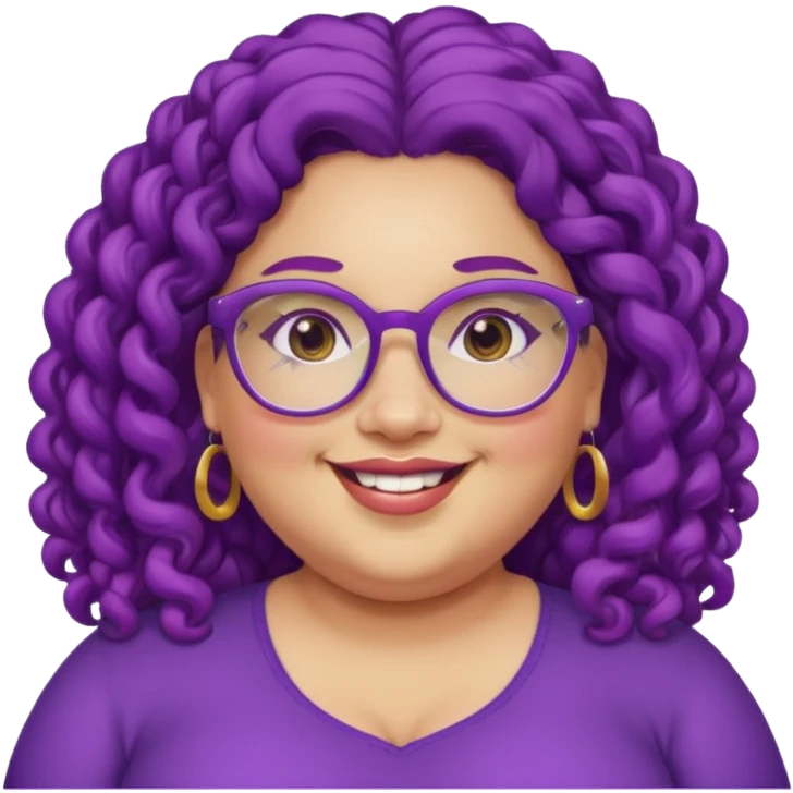  glassess and purple curly long haired fat girl earrings beautiful emoji