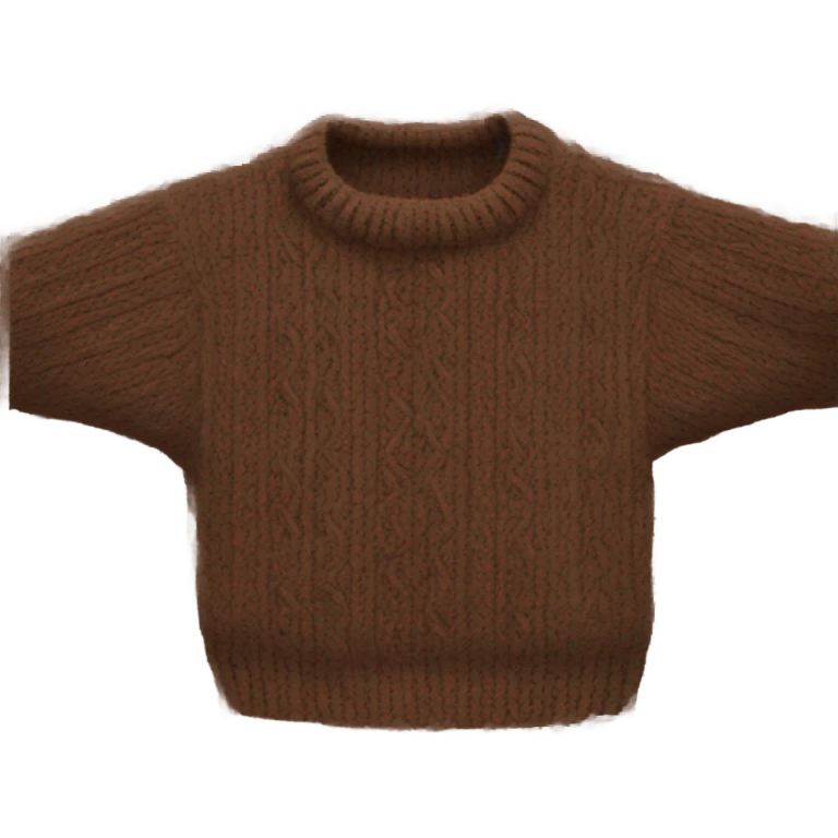 Brown cropped oversize wool sweater, isolated emoji