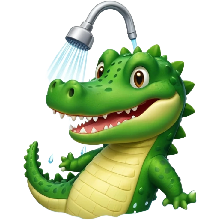 Cute crocodile is showing under the shower like game Where's my water emoji