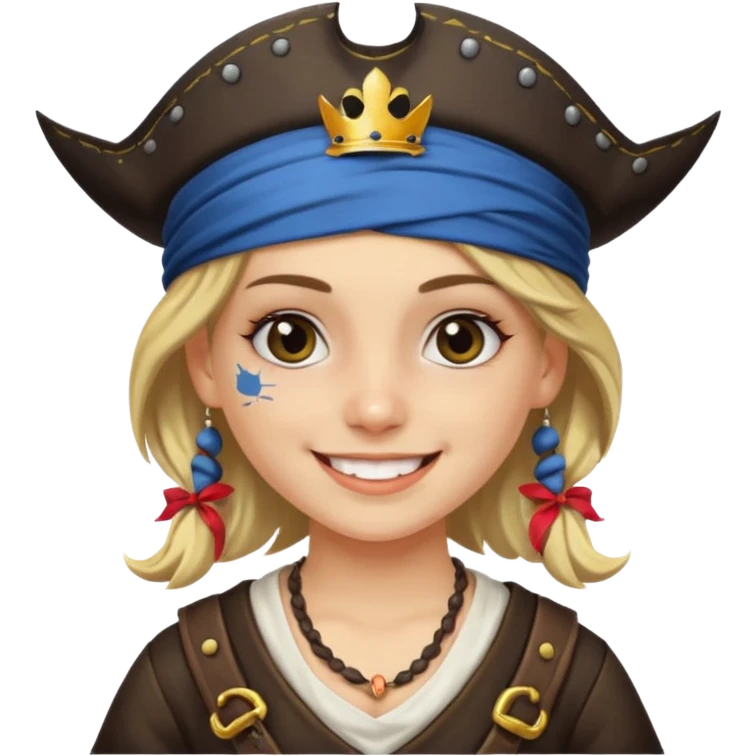 pirate girl with a crown emoji