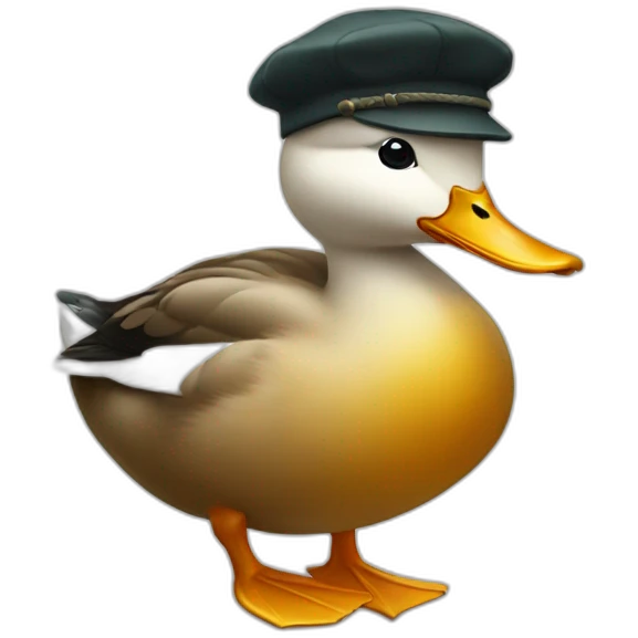 duck with danish cap emoji