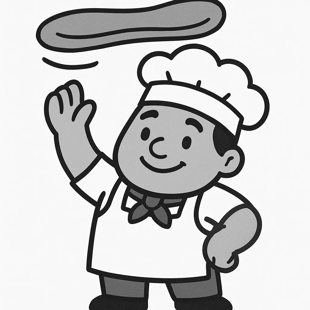 smiling Italian chef spinning pizza dough emoji
