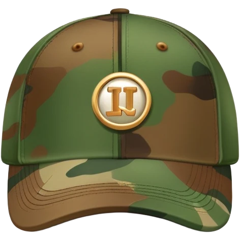 camouflage baseball cap with ian charms logo emoji