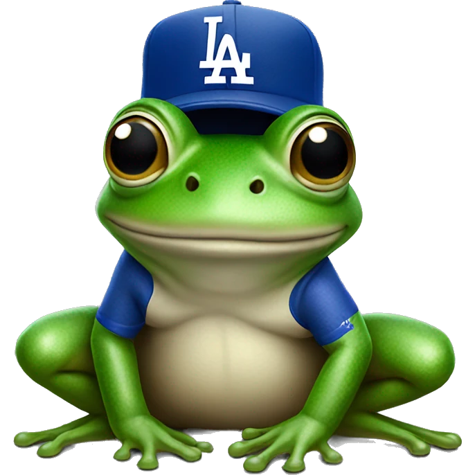 Frog wearing a LA dodgers hat emoji