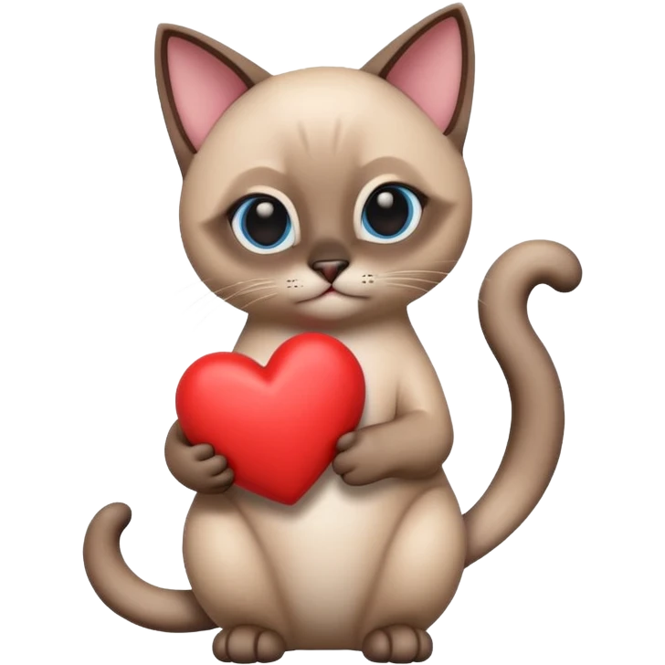 The Siamese cat is holding a heart 3d emoji