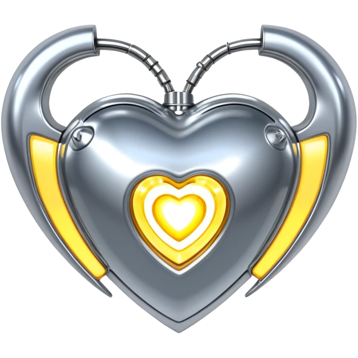 sorayama heart glossy metal parts panels glow lights inside sfw emoji