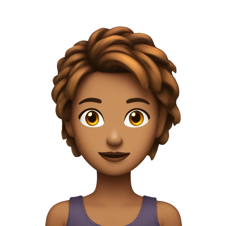Chica con el pelo  cobrizo y corto con pecas y ojos marrones emoji