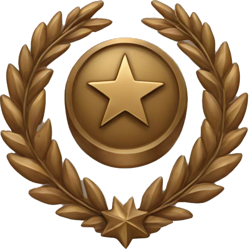 Bronze military badge with stars and a wreathe emoji