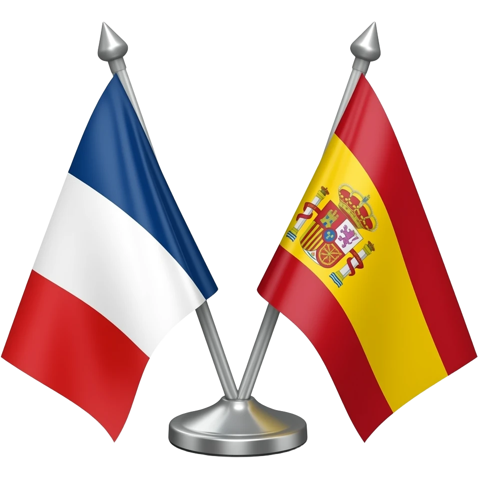 France flag and spain flag with white bg emoji