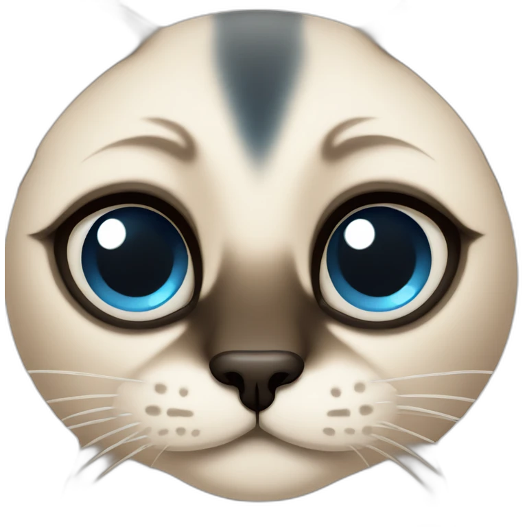 Siamese cat with a bored face with blue eyes emoji