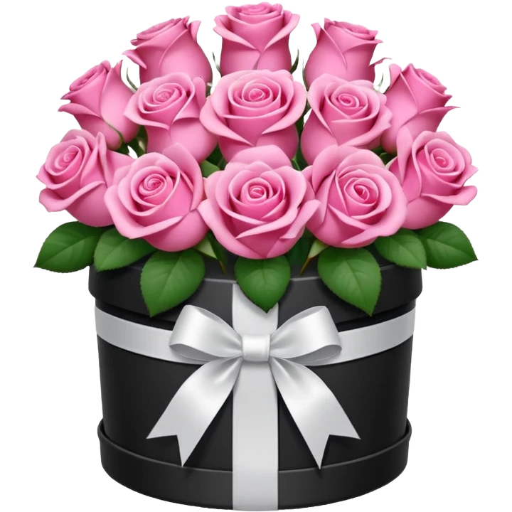 bouquet of pink 15 roses in a round white box emoji
