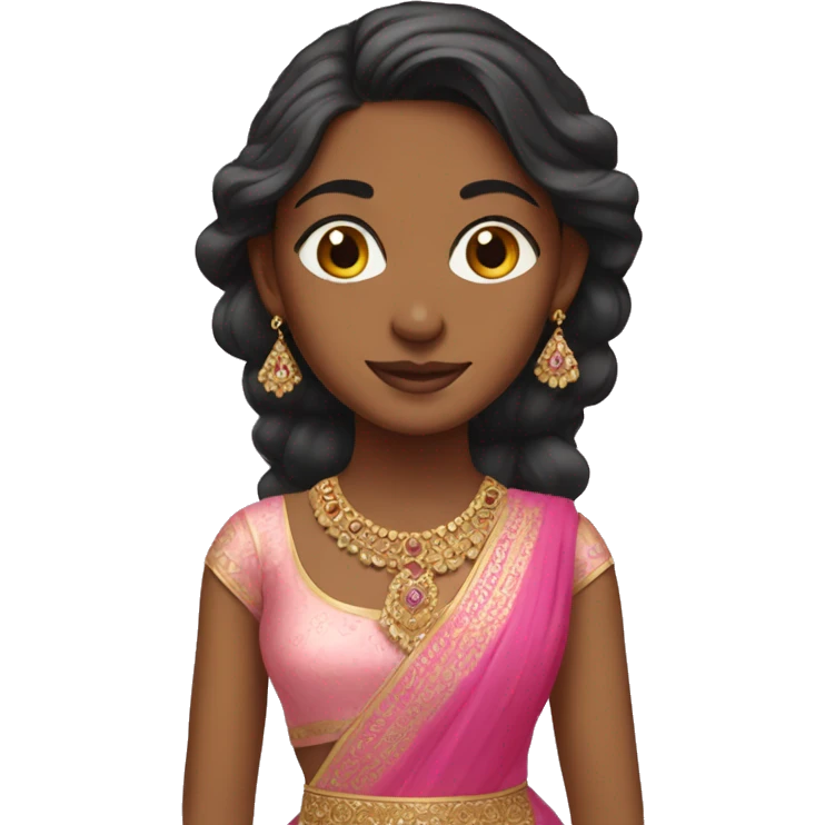 brown girl in pink lehenga emoji