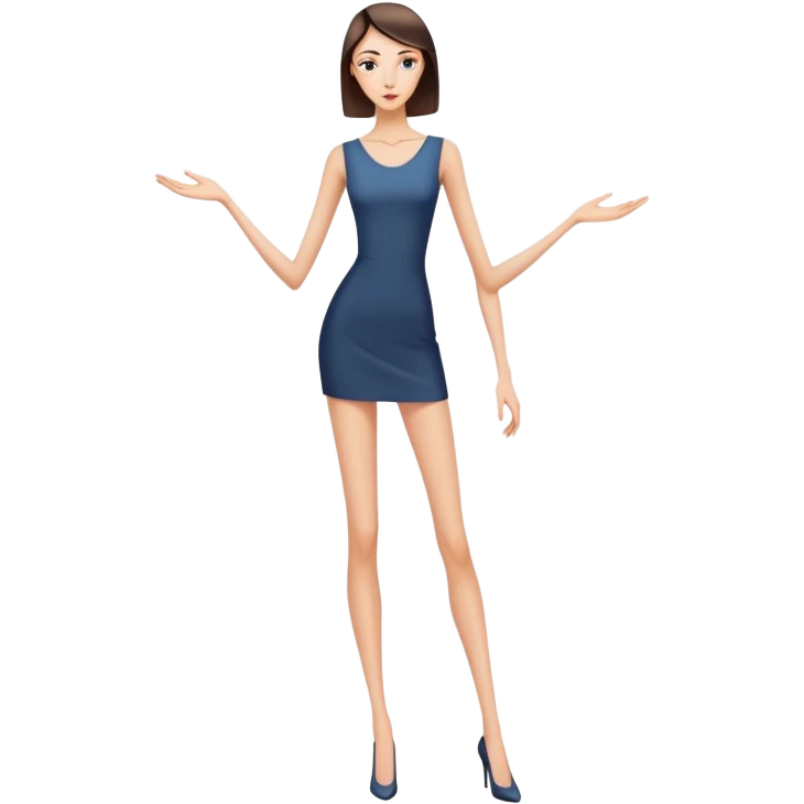 A tall slender woman with elongated arms and legs, sharp angular facial features, high cheekbones emoji