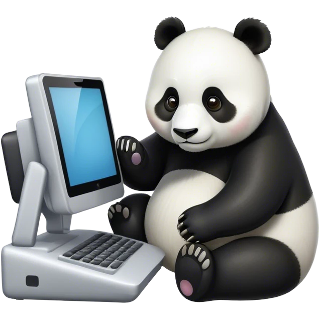 Giant Panda on the computer emoji