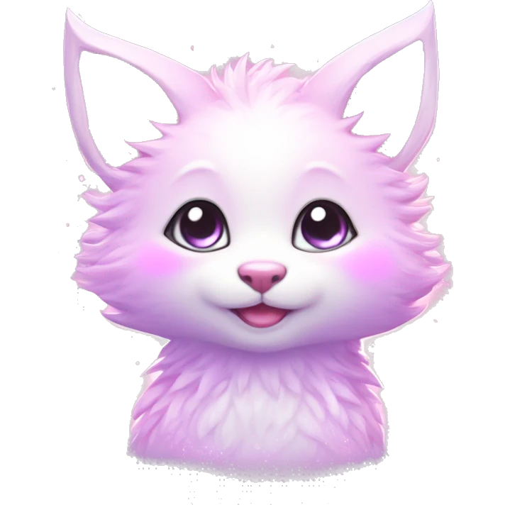 Kawaii cute gorgeous colorful sparkly bright light pastel lilac-pink-white-gradient fantasy ethereal fursona animal creature emoji