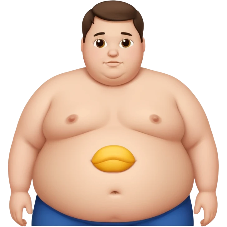 obese 20 year old brunette white male with large belly showing emoji