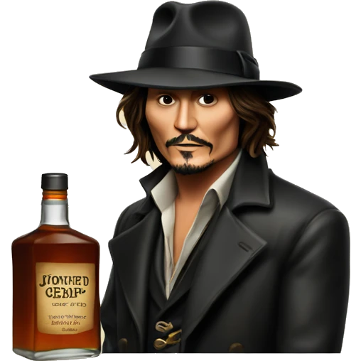 Johnny Depp with bottle of whiskey emoji