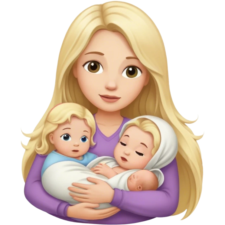 Blonde long hair mom with one newborn baby girl emoji