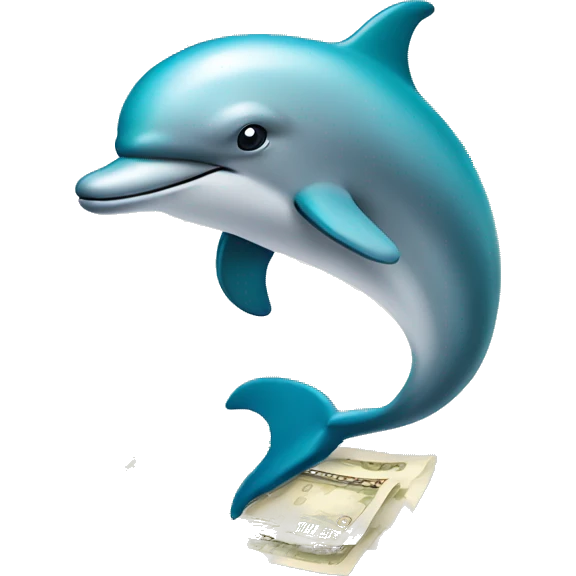 Dolphin with a paper route empire neaklace  emoji