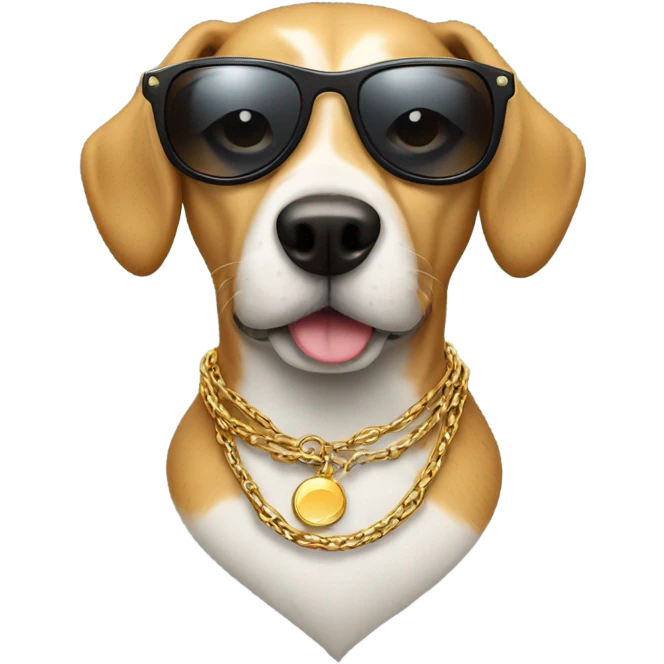 Dog wearing sunglasses and a chain emoji