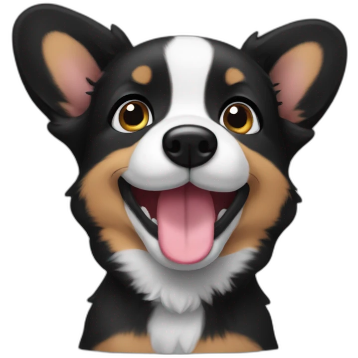 Cute black corgi puppy emoji