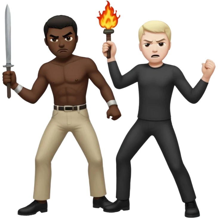 Un homme blanc qui fouette un homme noir emoji