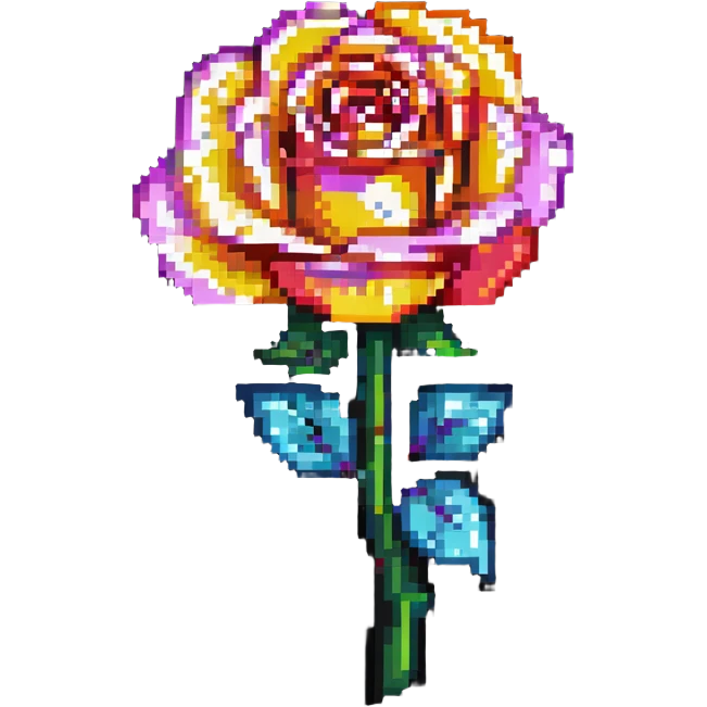 vibrant colors rose in pixel art style emoji