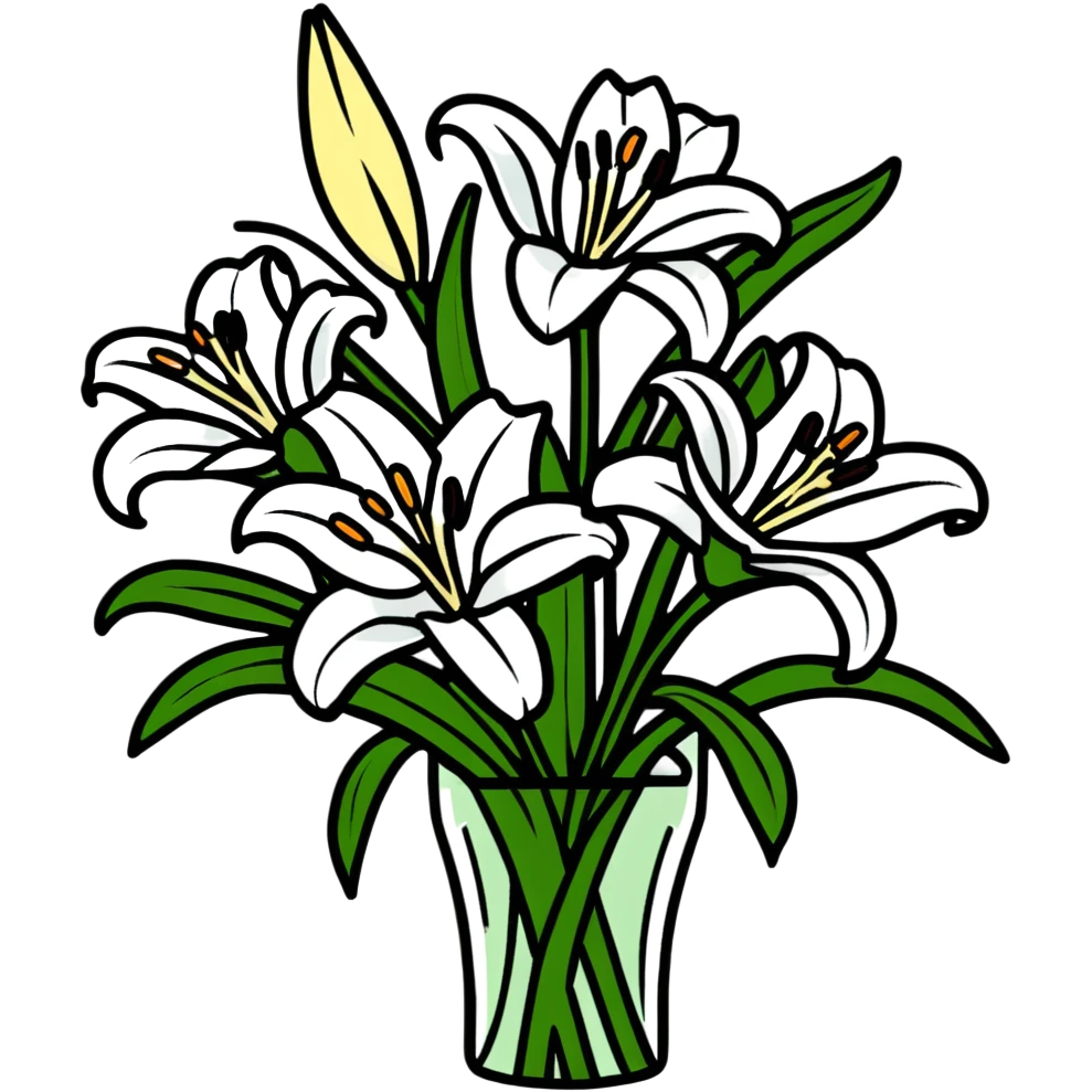 beautiful arrangement of white lily flowers in a bouquet emoji