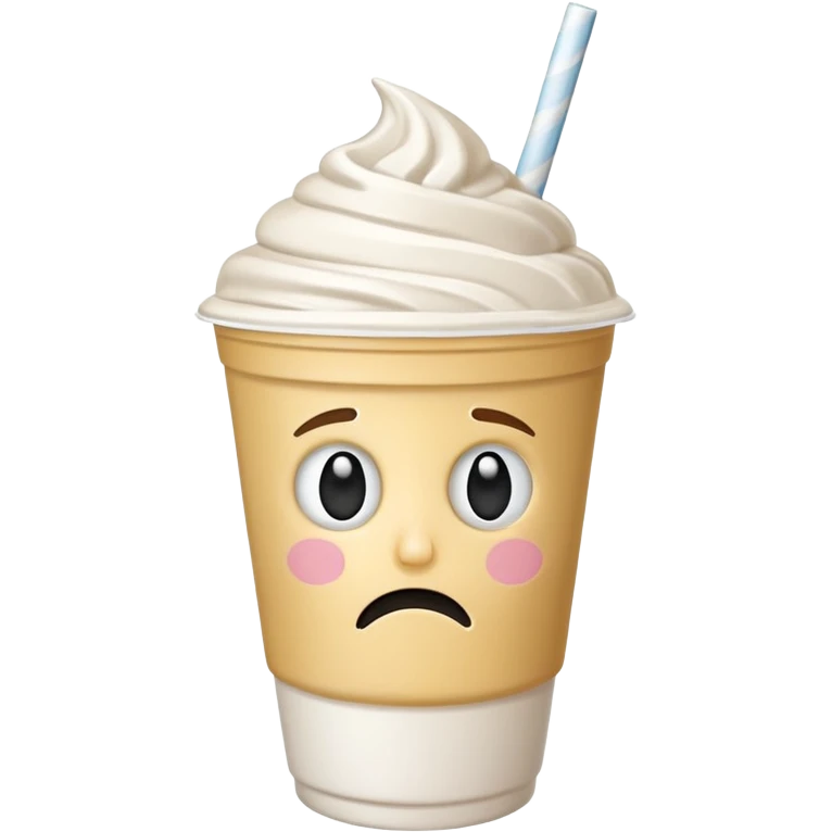 empty milkshake cup with a face and sad emoji