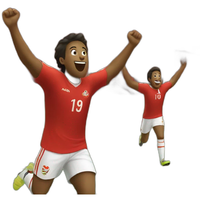 soccer fans celebrating red jerseys emoji