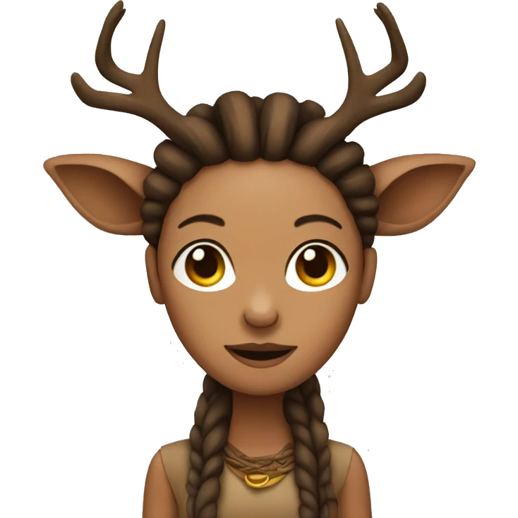 Deer woman with brown dreadlocks emoji