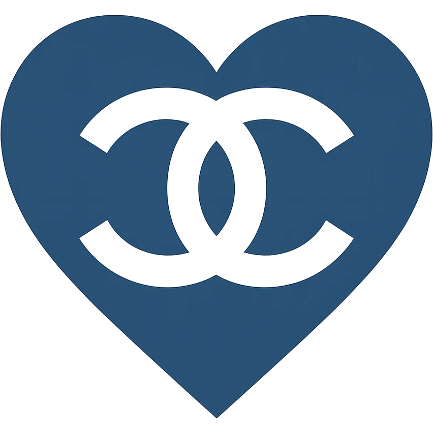 Chanel heart, minimalist, blue and white, with interlocking C's emoji
