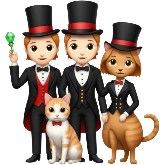 magician couple and their pet cat emoji