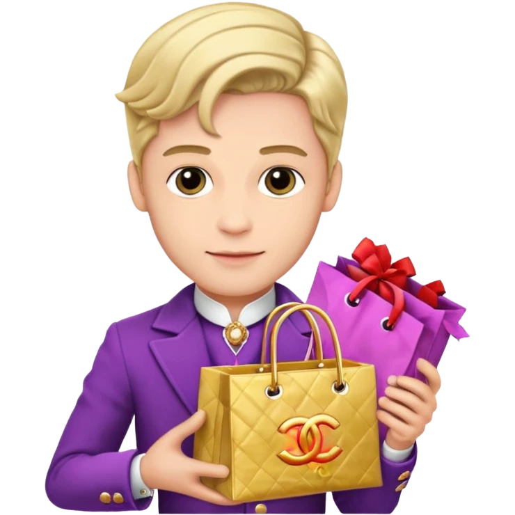 prince holding Chanel gift bags emoji