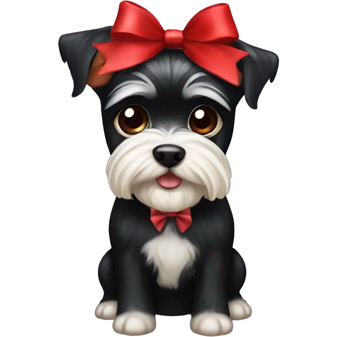 black Biewer Terrier with red Christmas bow emoji