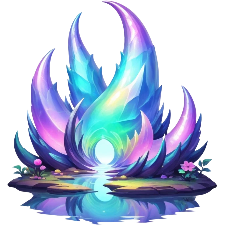 Epic complex iridescent aesthetic-Fakémon-creature-scenery emoji